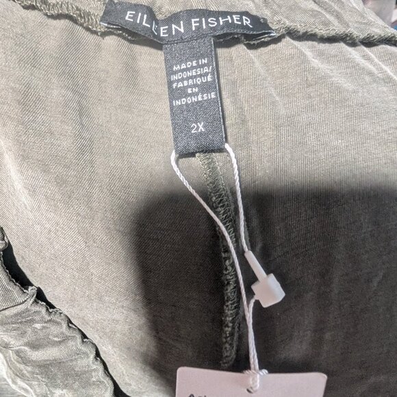 Eileen Fisher | Sandwashed Twill Wide Trouser Pant In Grove Green - Picture 9 of 12